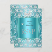 Réponse RSVP Réponse Pretty Blue White Lace (Devant / Derrière)