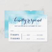 RÉPONSE RSVP RÉPONSE repas d'aquarelle bleu modern (Devant / Derrière)