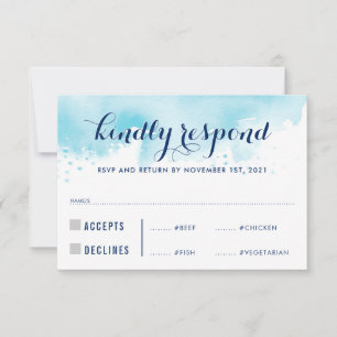 RÉPONSE RSVP RÉPONSE repas d'aquarelle bleu modern