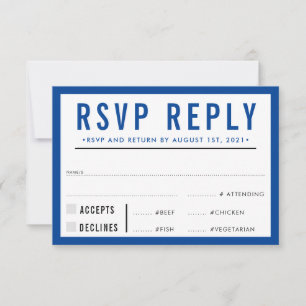 RÉPONSE RSVP RÉPONSE simple moderne audace bleu ro