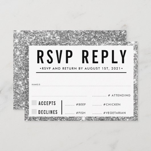 RÉPONSE RSVP RÉPONSE simple parties scintillant mo (Devant / Derrière)