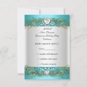 Réponse RSVP Réponse Turquoise Blue Gold Quinceane (Dos)