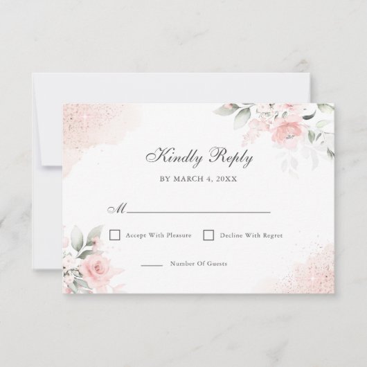 Réponse RSVP Rose Fardée (Devant)