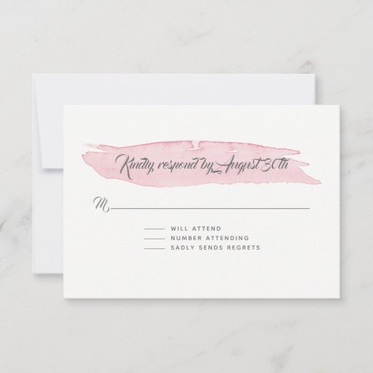 Réponse RSVP Simple Aquarelle Laver Brush Strot (Devant)