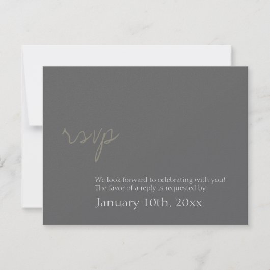 Réponse RSVP simple et chic gris charbon pour mari (Devant)
