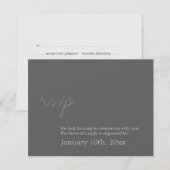 Réponse RSVP simple et chic gris charbon pour mari (Devant / Derrière)