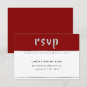 Réponse RSVP simple moderne rouge burgundy argent (Devant / Derrière)