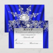 Réponse RSVP Soie Bleue Perle Flocon de Neige Arge (Devant / Derrière)