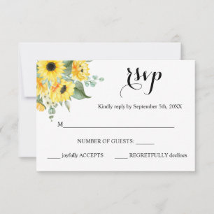 Réponse RSVP Sunflowers Greenery Carte Mariage