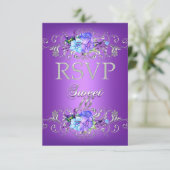 Réponse RSVP Sweet 16 Seize Fleurs Blanches Violet (Debout devant)
