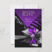 Réponse RSVP Sweet 16 Zebra Purple Black Silver (Devant)