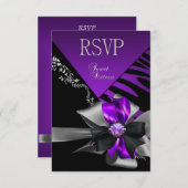 Réponse RSVP Sweet 16 Zebra Purple Black Silver (Devant / Derrière)
