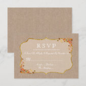 Réponse RSVP Toile Lin Feuilles d'Automne Rustique (Devant / Derrière)