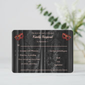 Réponse Ruby Red Masquerade Black Damask Or RSVP (Debout devant)