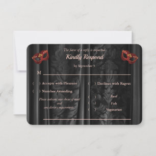 Réponse Ruby Red Masquerade Black Damask Or RSVP