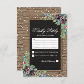 Réponse rustique | Noël Mariage d'hiver RSVP (Devant / Derrière)