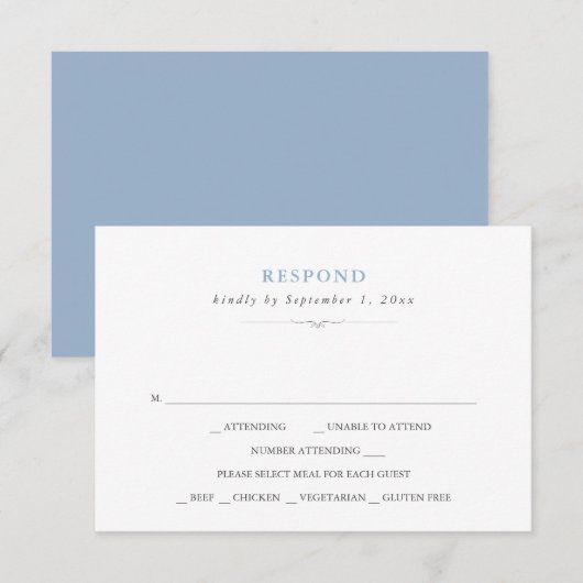 Réponse Simple Classique Bleu Poussiéreux Choix de (Devant / Derrière)