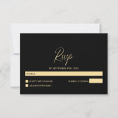 Réponse simple de mariage noir et or (Devant)