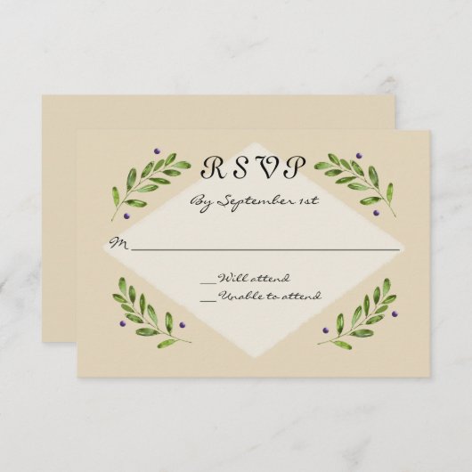 Réponse simple et moderne RSVP Mariage (Devant / Derrière)