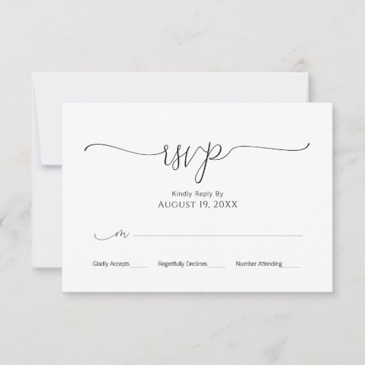 Réponse Simple Mariage Minimaliste Noir & Blanc (Devant)