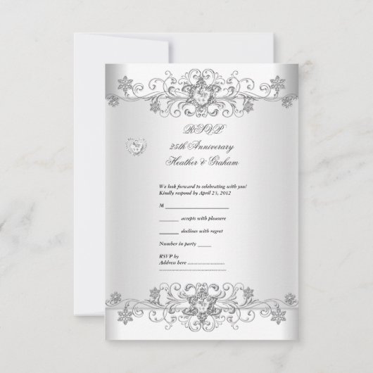 Réponse Teal Argent Diamant Cœurs (Dos)