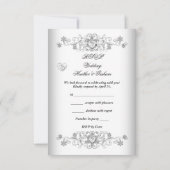 Réponse Teal Blue Damask Mariage Cœurs de Diamant (Dos)