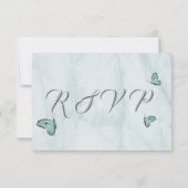réponse turquoise aux papillons bleus carte rsvp (Dos)