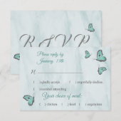 réponse turquoise aux papillons bleus carte rsvp (Devant / Derrière)