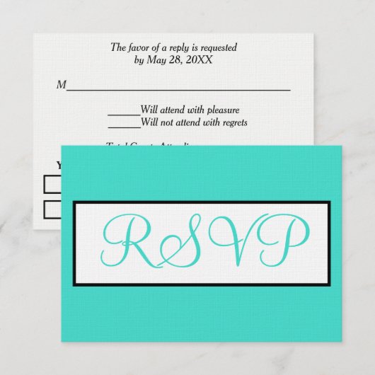 Réponse Turquoise Blanc Mariage (Devant / Derrière)