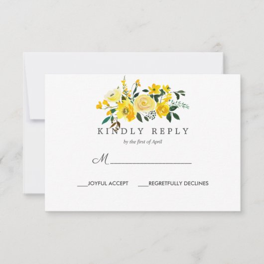 Réponse vive du Mariage floral jaune Rsvp (Devant)