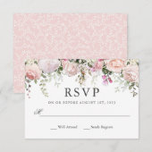 Réponses de RSVP d'anniversaire de roses roses d'é (Devant / Derrière)