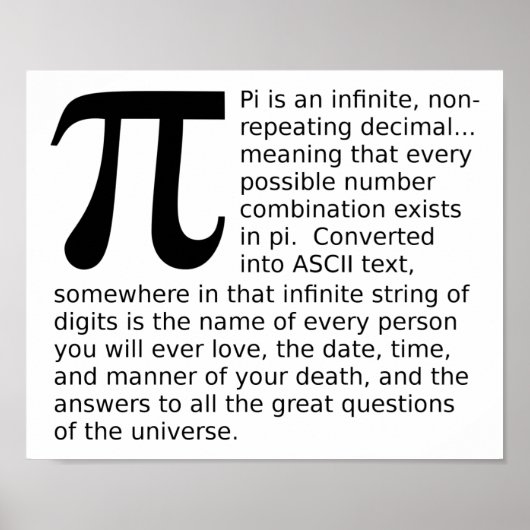 Réponses infinies de Pi Affiche drôle (Devant)