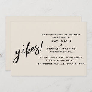 Reporté Humour Mariage Yikes ! Faire-part crème