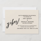 Reporté Humour Mariage Yikes ! Faire-part de crème (Devant)