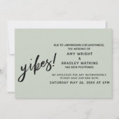 Reporté Humour Mariage Yikes ! Faire-part Sage (Devant)