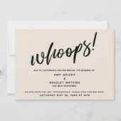 Reporté Mariage Humoristique "Oups !" Carte Crème (Devant)