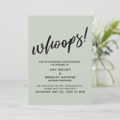 Reporté Mariage Humoristique "Oups !" Carte Sage (Debout devant)