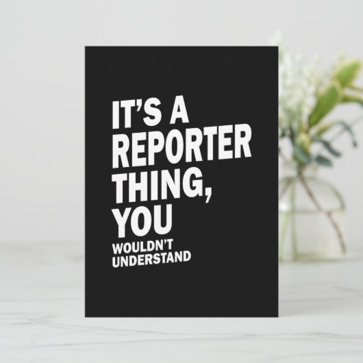 Reporter Job Title T-shirt Gift Mannen Womens Bedankkaart (Staand voorkant)