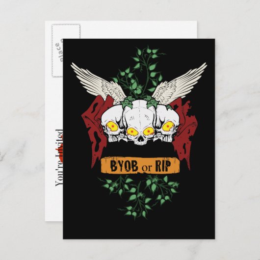 Repose en paix : crânes mal Halloween Invitation a (Devant / Derrière)