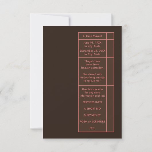 reposer en paix invitations funéraires (Dos)