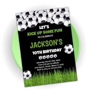 Reprenons le soccer vert Invitations d'anniversair