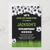 Reprenons le soccer vert Invitations d'anniversair (Devant)