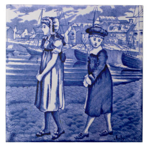 Repro 1885 Wedgwood Blue Calendar Maanden Juli Tegeltje