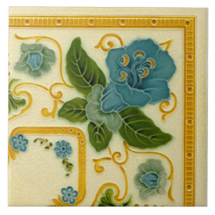 Repro 1900 Pilkington Art Nouveau Border Corner Tegeltje
