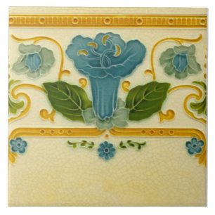 Repro 1900 Pilkington Straight Border Art Nouveau Tegeltje