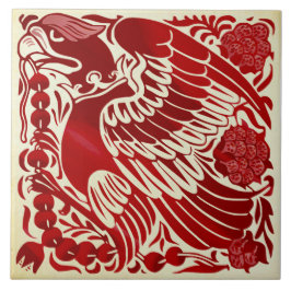 Repro Antiek Bold Ruby Luster De Morgan Eagle Tegeltje