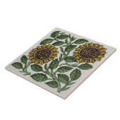 Repro  Antiek Wm De Morgan Sunflower Tegeltje (Zijkant)