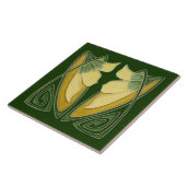 Repro Art Nouveau DK Green C1900 Floral Tegeltje (Zijkant)