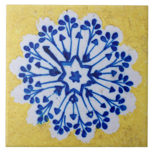Repro Azulejos Portugal Floral Yellow Blue White Tegeltje