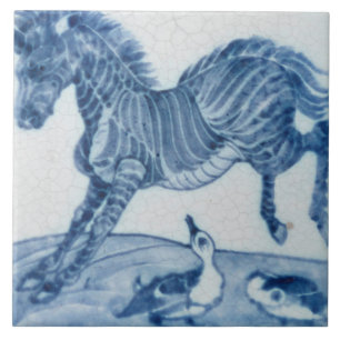 Repro  Blauw paard De Morgan tegels Tegeltje